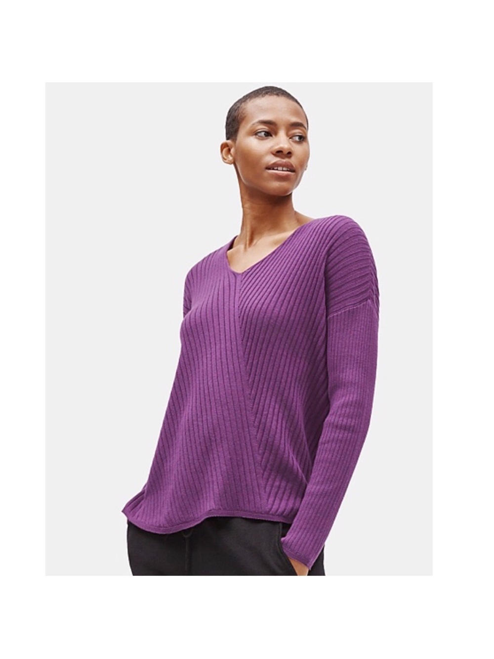 Eileen Fisher Tencel Organic Cotton Silk Ribbed Sweater XL